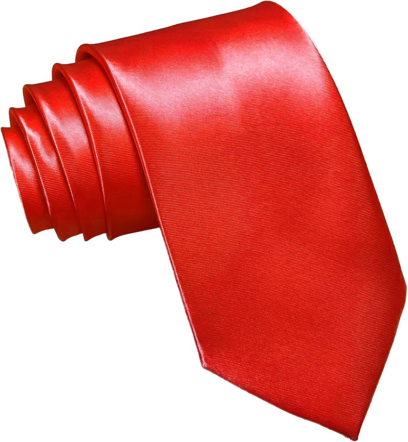 WOXVM Men's Ties Classic Solid Satin Tie Pure Color 3.15" Mens Necktie, Premium Formal Black Ties For Men Business & Wedding - Image 1